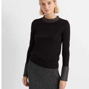 Lurex Trim Sweater Black Club Monaco NWT